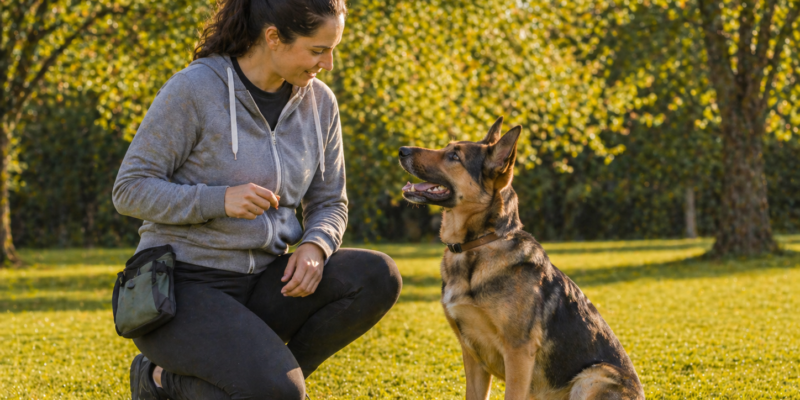 dog trainer with her dog